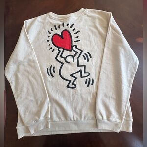 NWT - Keith Haring - Graphic Sweatshirt with Red Heart - Size XL
